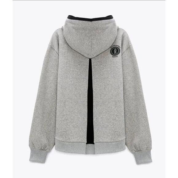 Zara Trafuluc combination sweatshirt gray/Black Size Medium - Picture 2 of 7